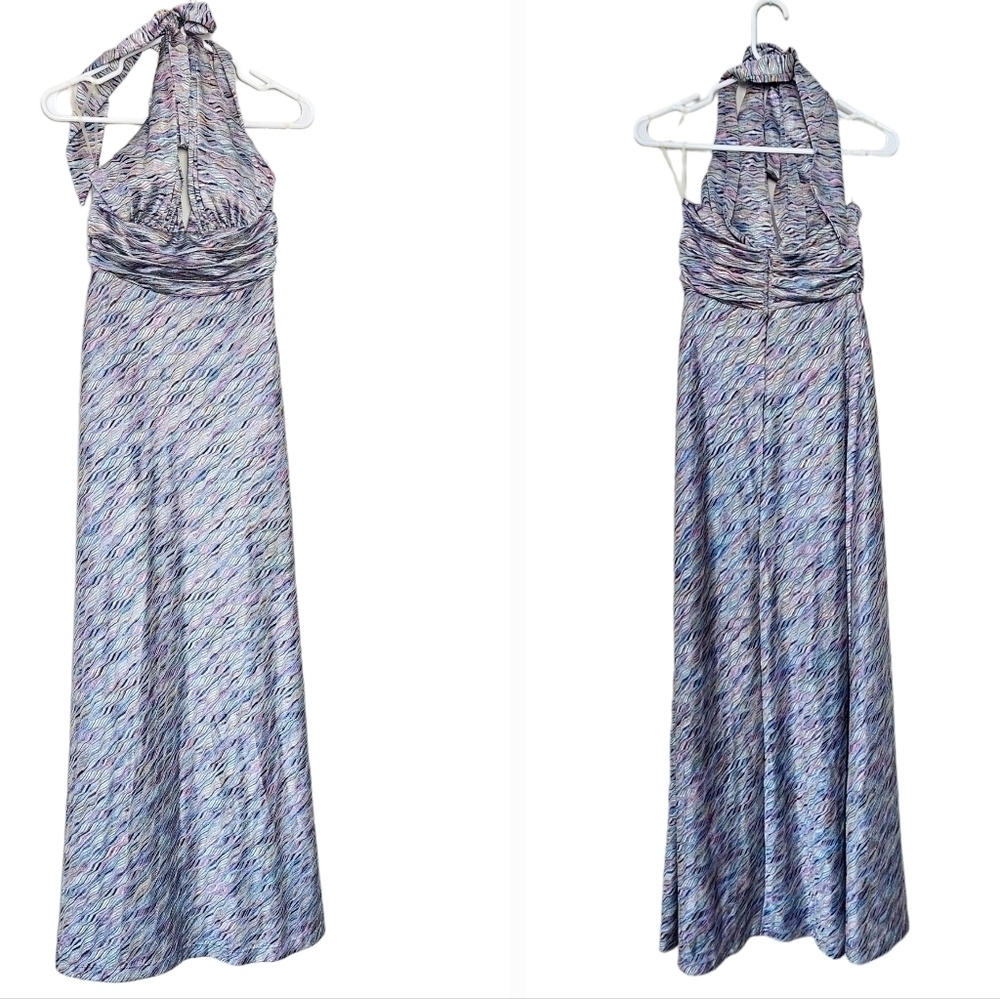 Rubber Ducky Production INC halter deep v neck knit maxi dress size M